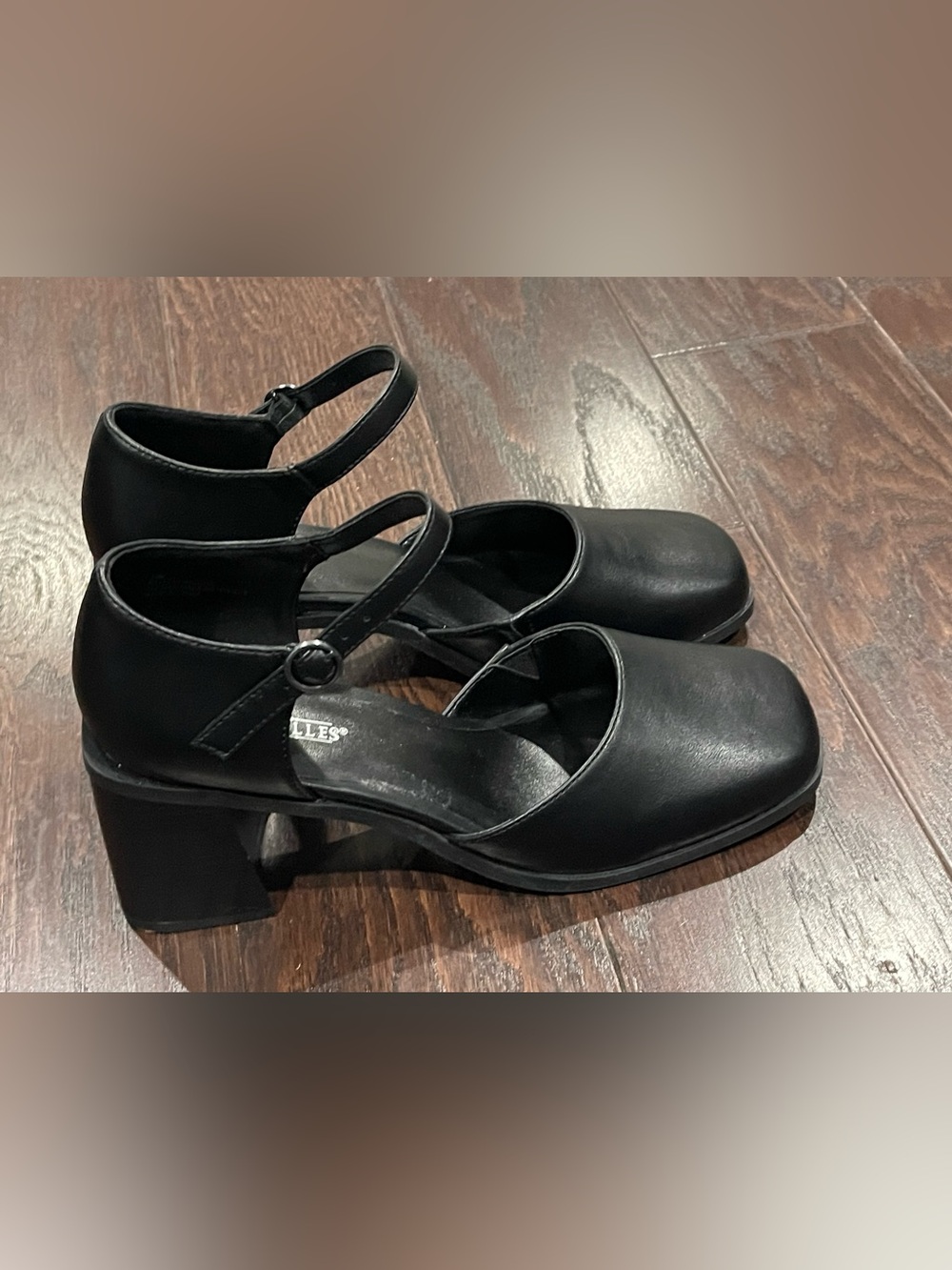 Seychelles Women Black Faux Leather Strappy Square Toe Ankle Strap Heel Size 10M
